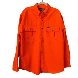 Remington Mens Blaze Orange Button-Up Long Sleeve Shirt Size L